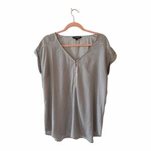 Express Black and White Striped Blouse